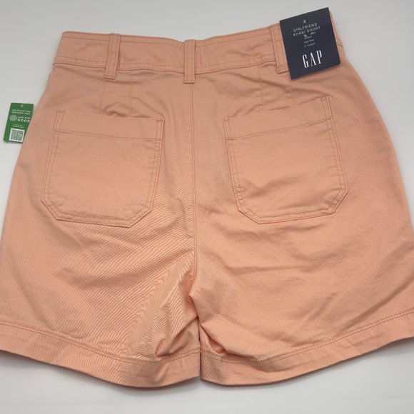 GAP Girlfriend Khaki Shorts size 0 Stretch High Rise Color Peach Martini NWT - Picture 2 of 10